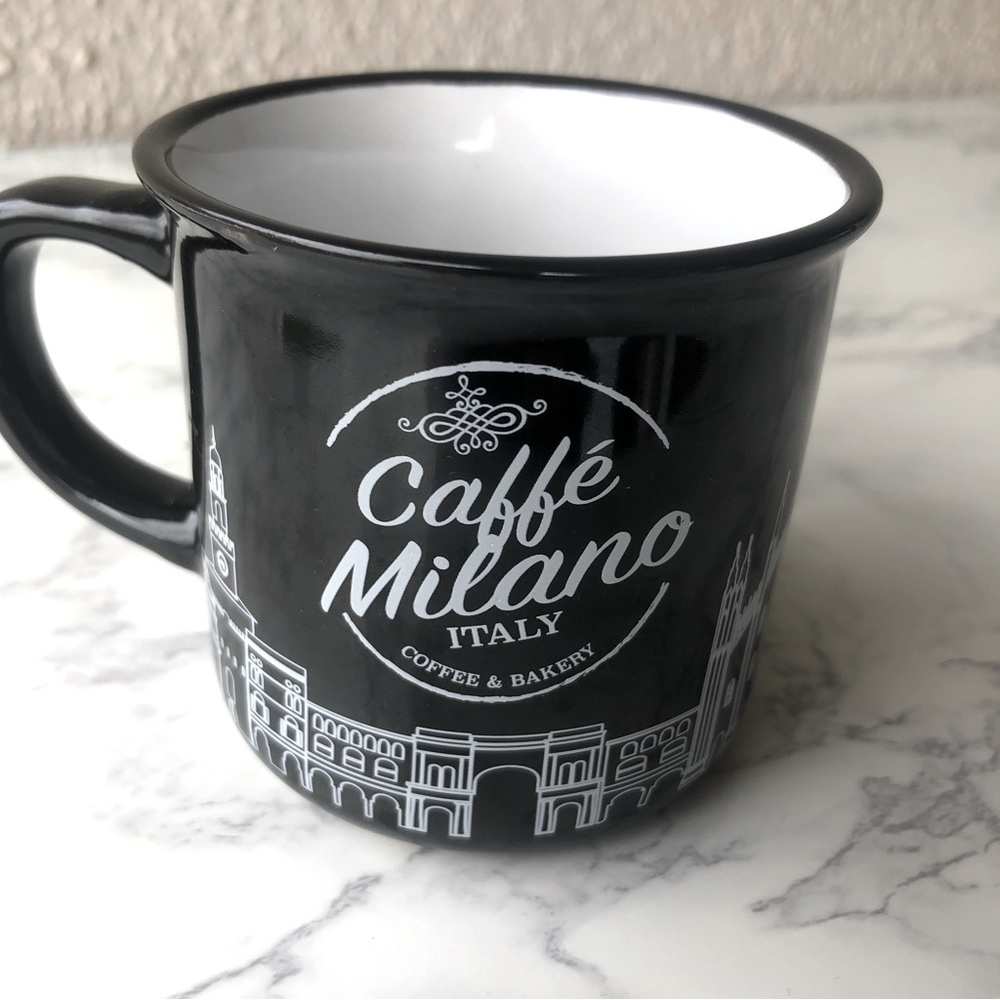 Caffe Milano Ceramic Black and White Mug. 8oz. New - Picture 2 of 5